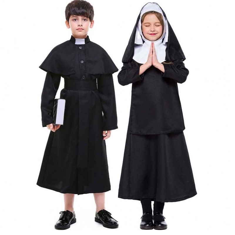 Halloween Cosquerade Cosplay Jesus Trang phục Maria Black Nun Robes Trang phục linh mục Halloween HCBC-009