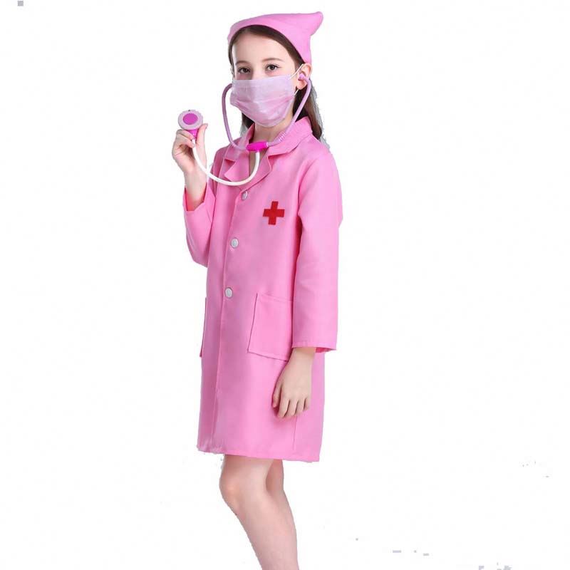 Trẻ em bác sĩ đồng phục cosplay bé gái màu hồng trẻ em y tá y tá trang phục hcbc-011