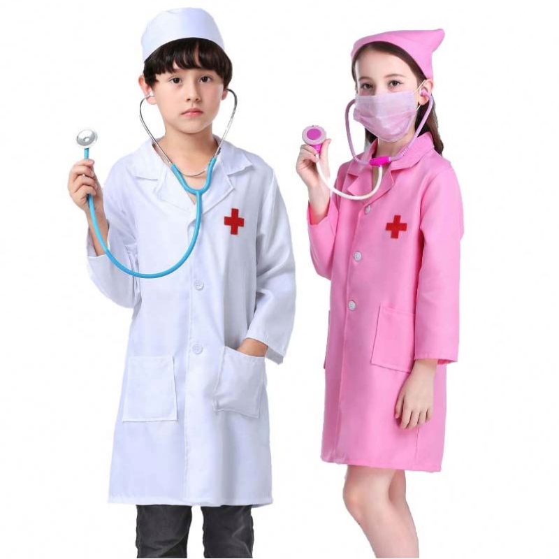 Trẻ em bác sĩ đồng phục cosplay bé gái màu hồng trẻ em y tá y tá trang phục hcbc-011