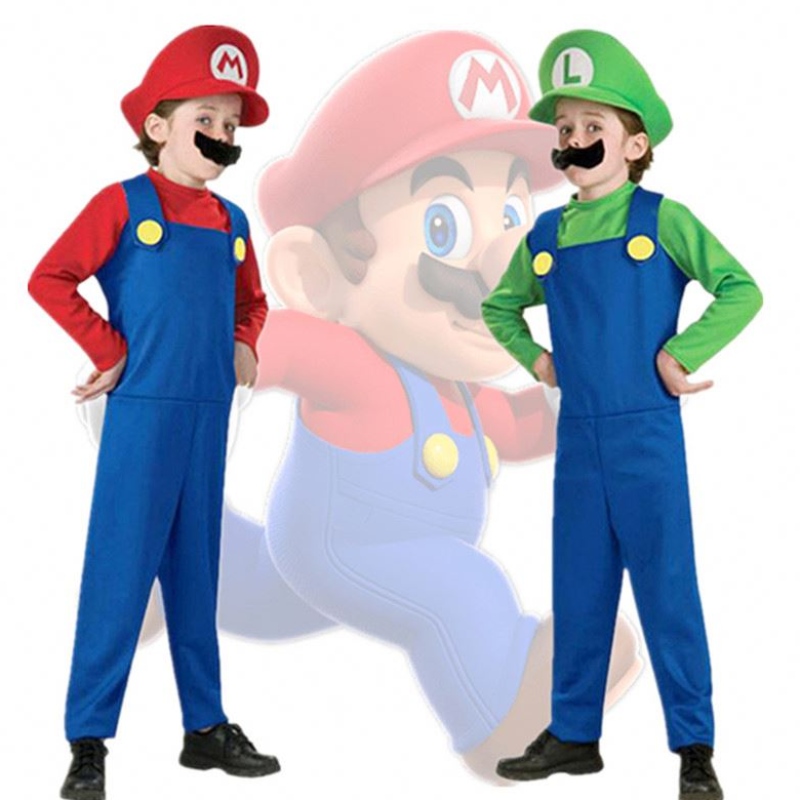 4-12y Child Super Mari Bros Cosplay Jumpsuit phù hợp với bé gái Halloween Anime Fantasy Romper Luigi Brothers Trang phục Trang phục