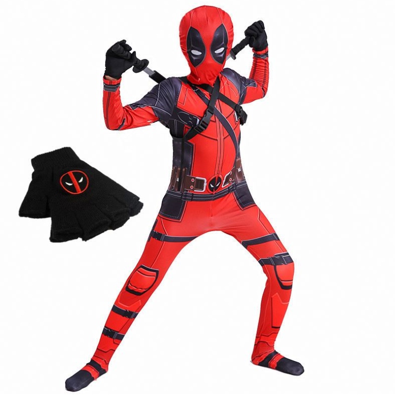 4-12y Boy Deadpoo Trang phục trẻ em Cosplay Superhero Trang phục Bộ đồ Jumpsuit Halloween Party Trang phục Chương trình lễ hội lễ hội