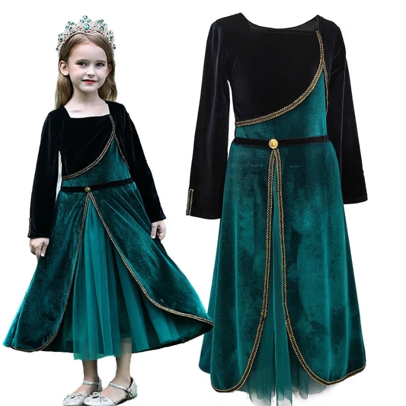 Trang phục Anna thanh lịch cho các cô gái dài tay Velvet Velvet Kids Halloween Party Trang phục công chúa quần áo cosplay ưa thích