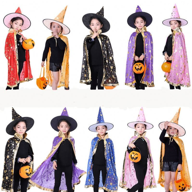 Trẻ em Halloween trang phụcngôi sao phù thủy phù thủy áo choàng áo choàng với mũ pointy cosplay đạo cụ sinhnhật tiệc sinhnhật mardi gras phụ kiện
