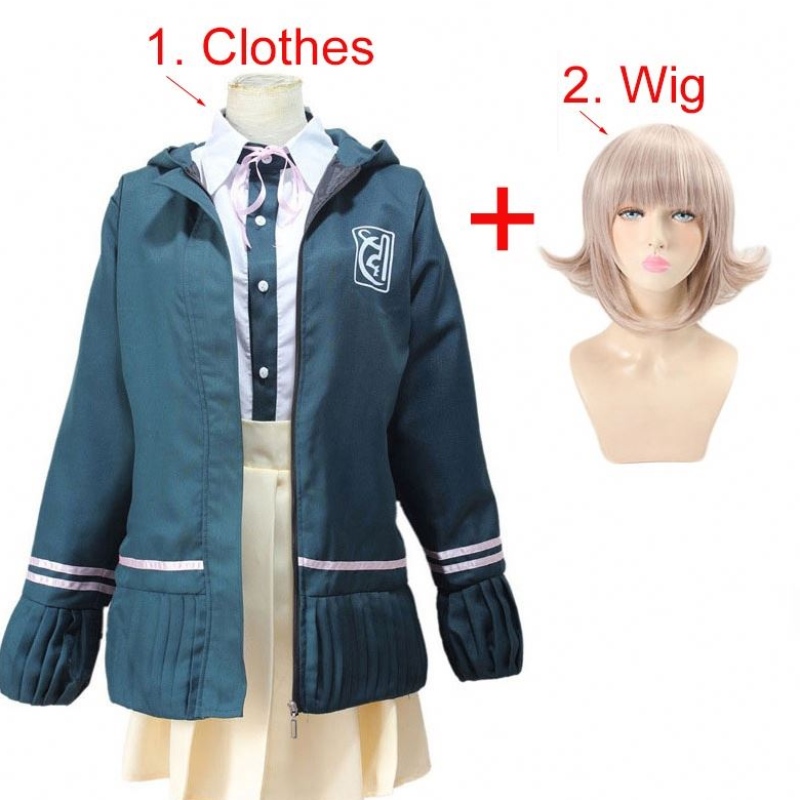 Học sinh trung học đồng phục Anime Danganronpa Nanami Chiaki Cosplay Trang phục Váyngắn Slev