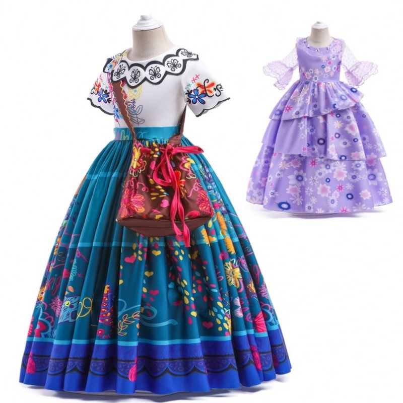Baige Encanto Mirabel Isabella Purple Girl Dress Long Tay áo mới Carnival Kids Party Cosplay Trang phục MFMW001