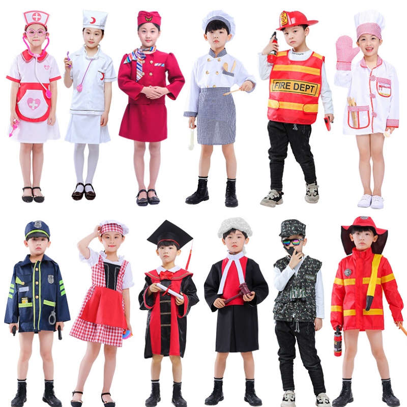 Halloween Trẻ em Doctor Cosplay Trang phục mẫu giáo Nữ y tánhập vai Cook Cook Police Trang phục y tá điều khiển trang phục