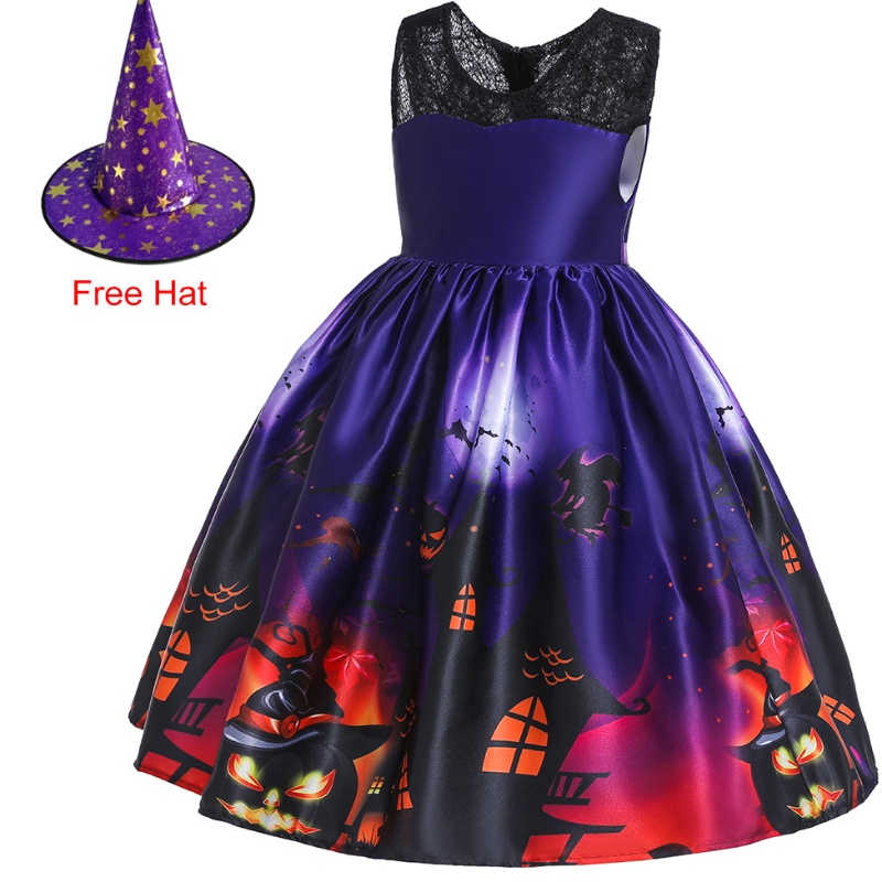 Trang phục tay áo bay của trẻ em Trang phục công chúa Halloween Trang phục Ghost Print