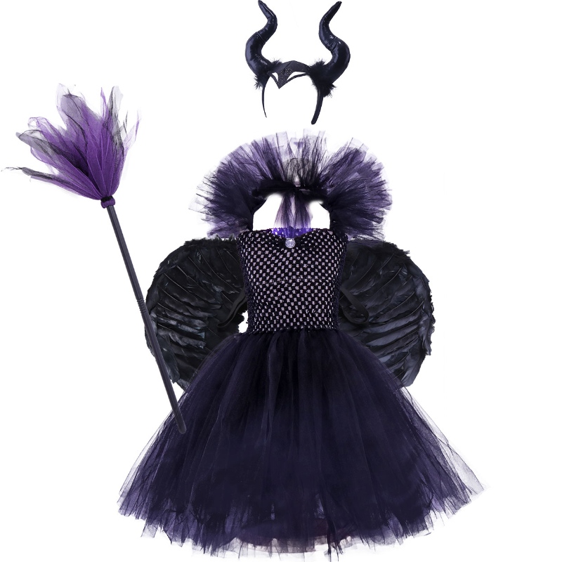 Vee cổ áongực Black Wizard Dress Trang phục phù thủy Halloween cho các cô gái